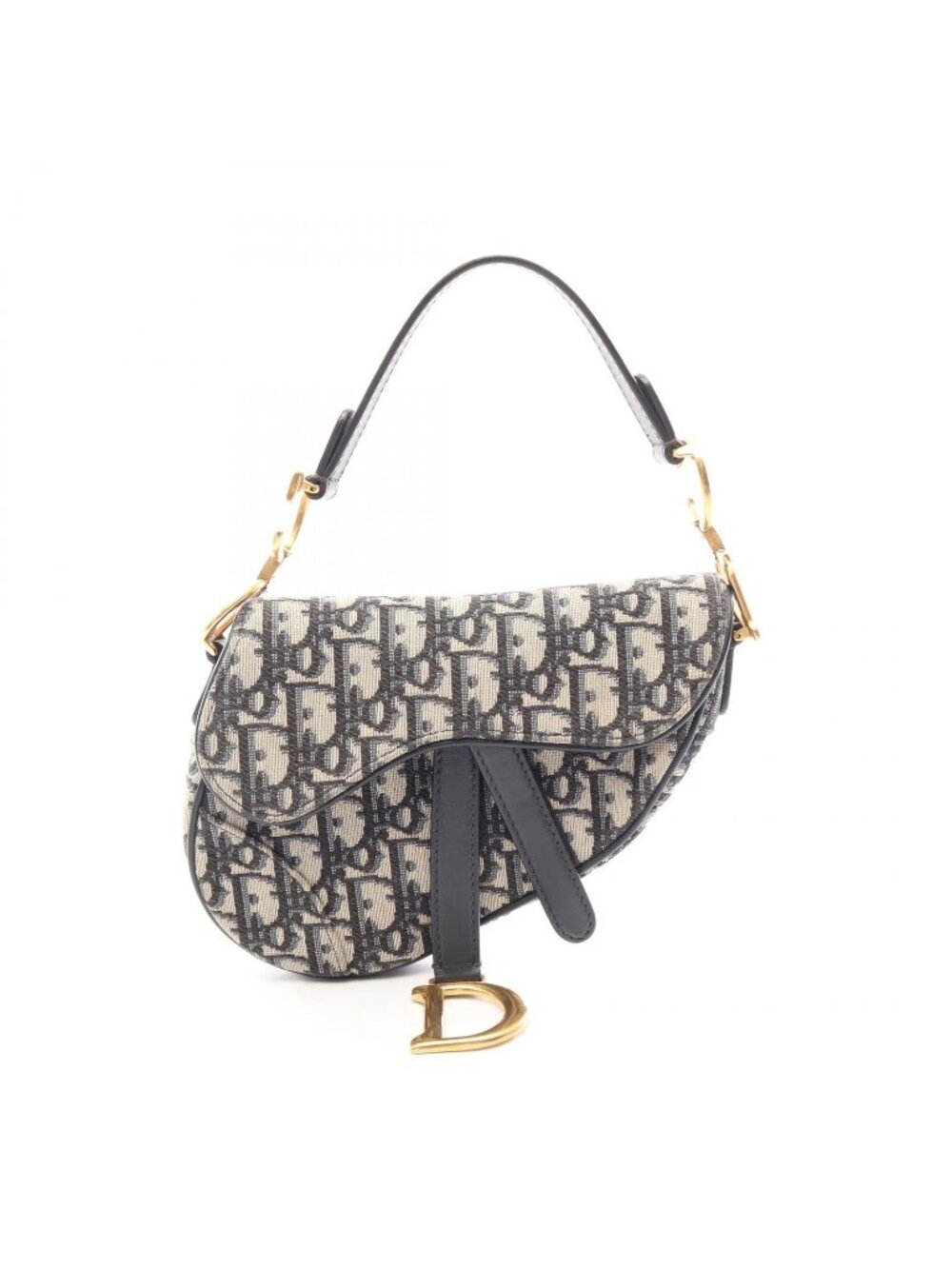 Dior Saddle Bag Mini Oblique Jacquard Ivory Navy
